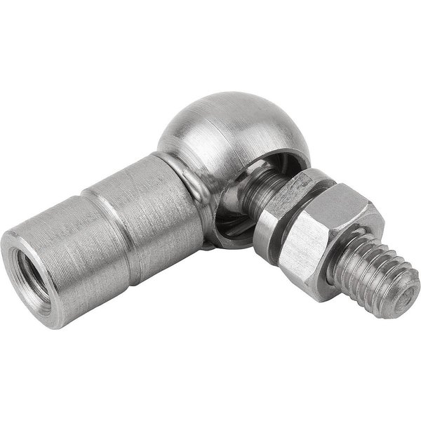 Kipp Angle Joint DIN71802 Left-Hand Thread, M12, Form:Cs W Retaining Clip, Stainless Steel 1.4305 Bright K0734.161221